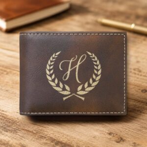 Personalized Bi-Fold Wallet – Laurel Crest Monogram Gift