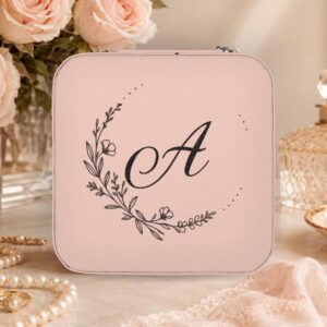 Monogram Floral Jewelry Travel Case – Compact Personalized Jewelry Organizer
