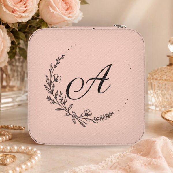 Monogram Floral Jewelry Travel Case – Compact Personalized Jewelry Organizer