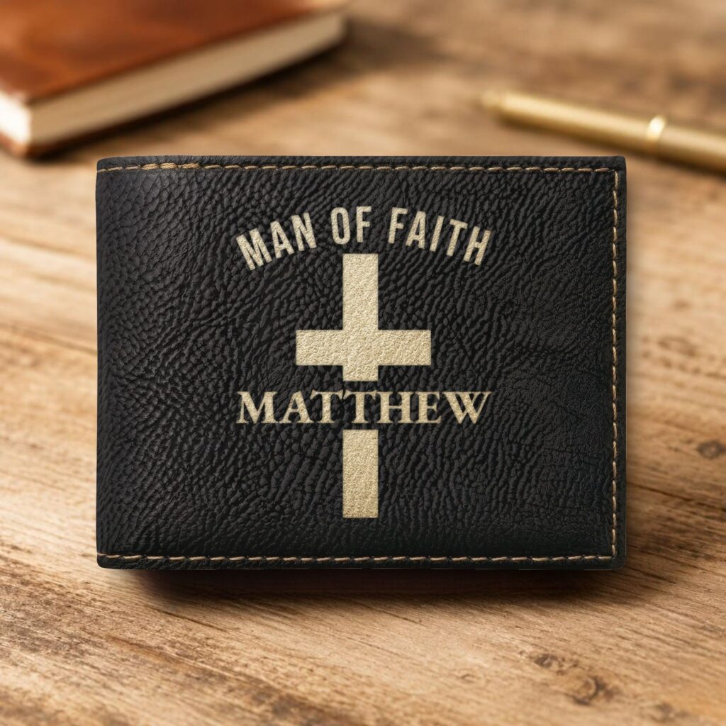 Personalized Bi-Fold Wallet – Faith Gift for Him
