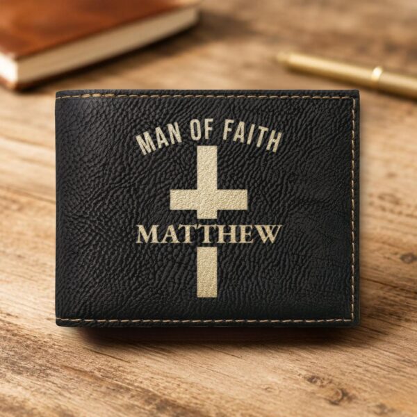 Personalized Bi-Fold Wallet – Faith Gift for Him