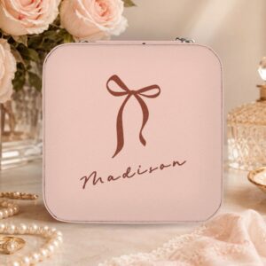 Personalized Travel Jewelry Case — Ribbon & Name Gift