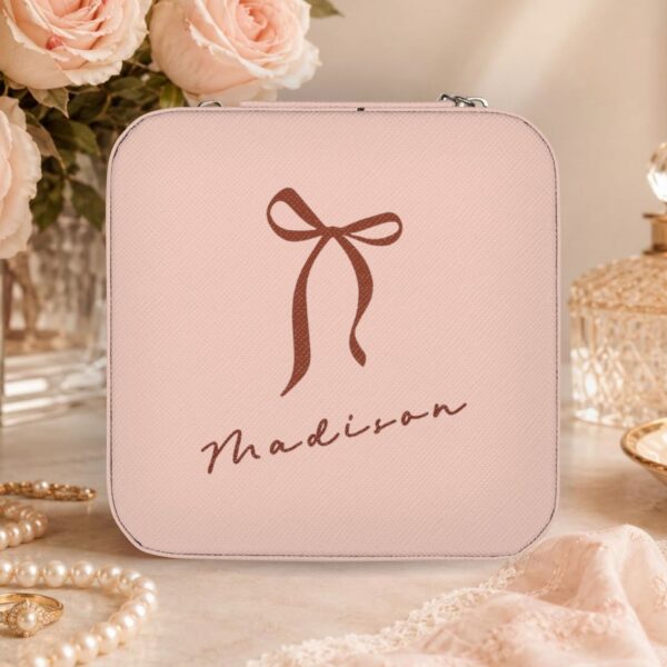 Personalized Travel Jewelry Case — Ribbon & Name Gift