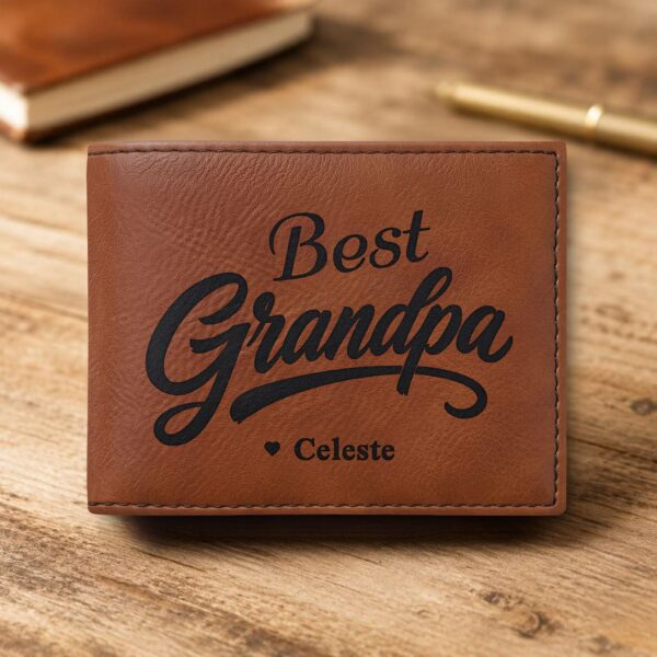 Personalized Bi-Fold Wallet – Grandkids Gift for Grandpa