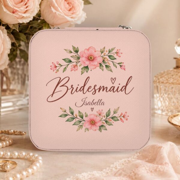 Personalized Travel Jewelry Case — Bridesmaid Gift with Custom Name