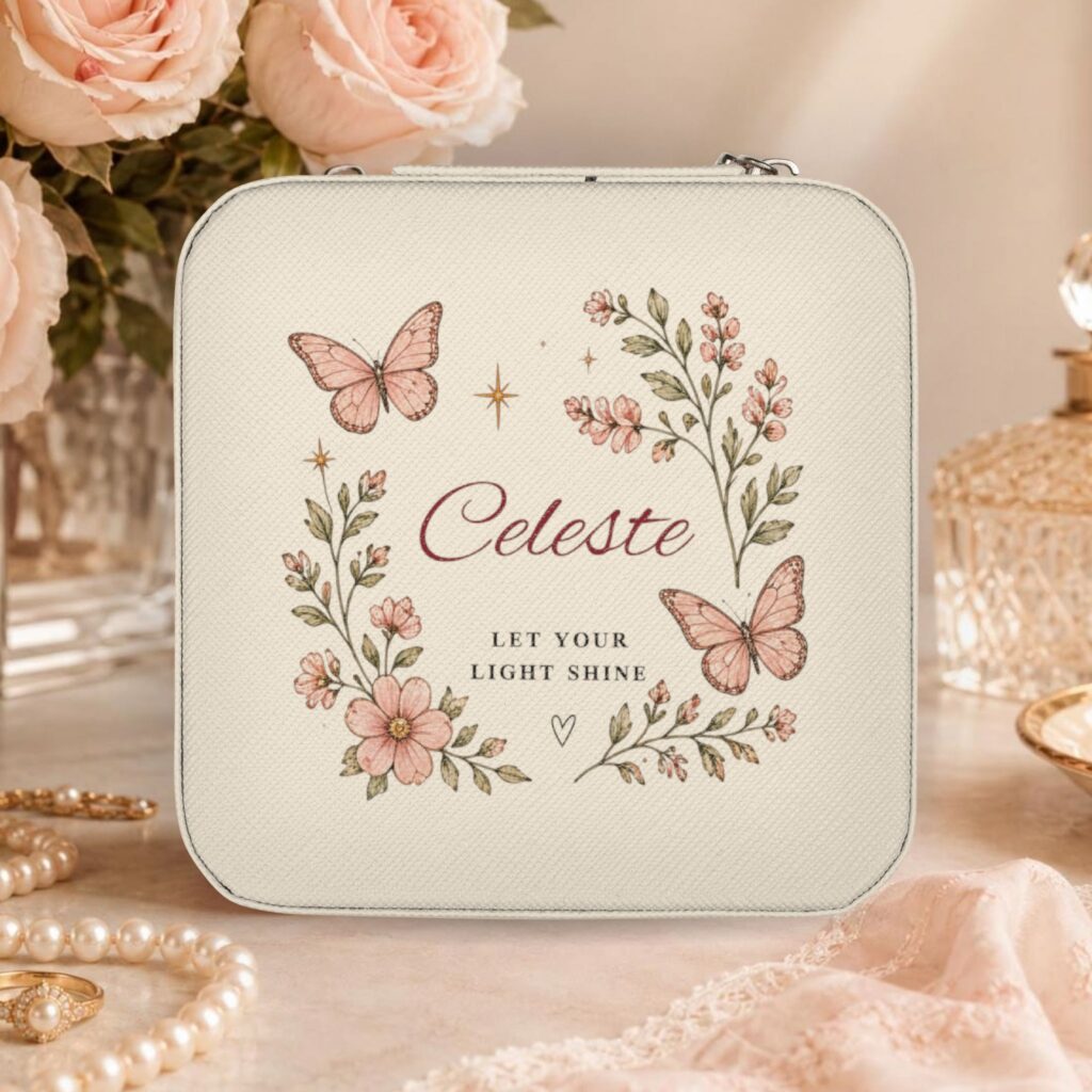 Personalized Travel Jewelry Case — 'Let Your Light Shine' Gift with Custom Name