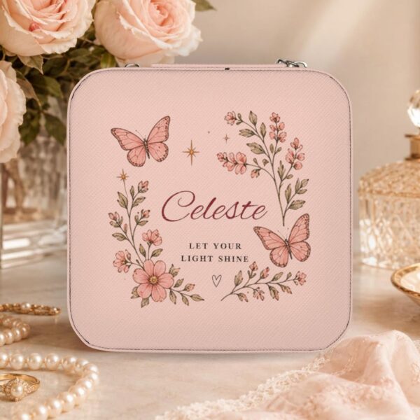 Personalized Travel Jewelry Case — 'Let Your Light Shine' Gift with Custom Name