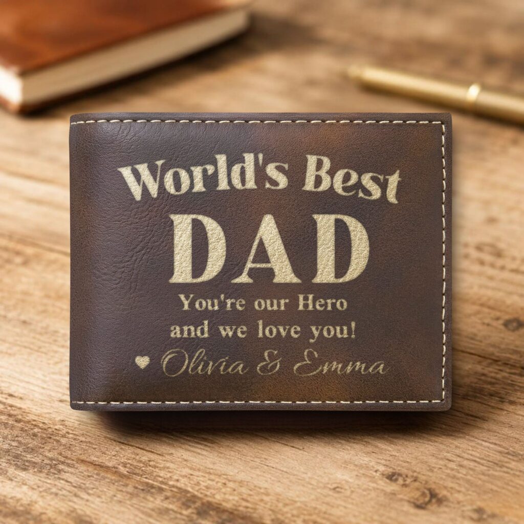 Personalized Bi-Fold Wallet – World's Best Dad Gift