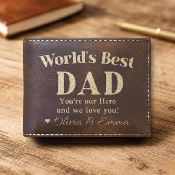 Personalized Bi-Fold Wallet – World's Best Dad Gift