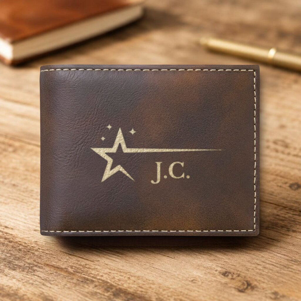 Personalized Bi-Fold Wallet – North Star Gift for Him