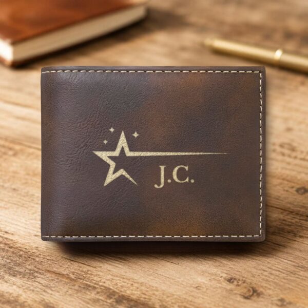 Personalized Bi-Fold Wallet – North Star Gift for Him