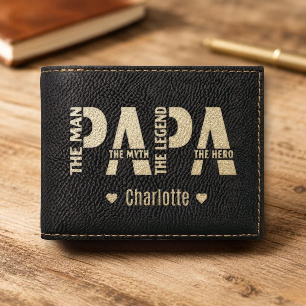 Personalized Bi-Fold Wallet – Papa Gift for Grandpa