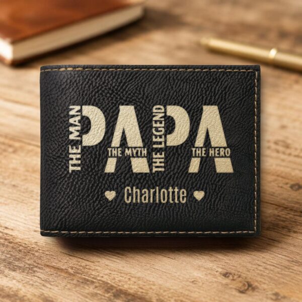 Personalized Bi-Fold Wallet – Papa Gift for Grandpa