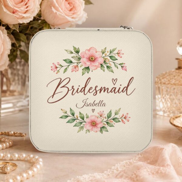 Personalized Travel Jewelry Case — Bridesmaid Gift with Custom Name