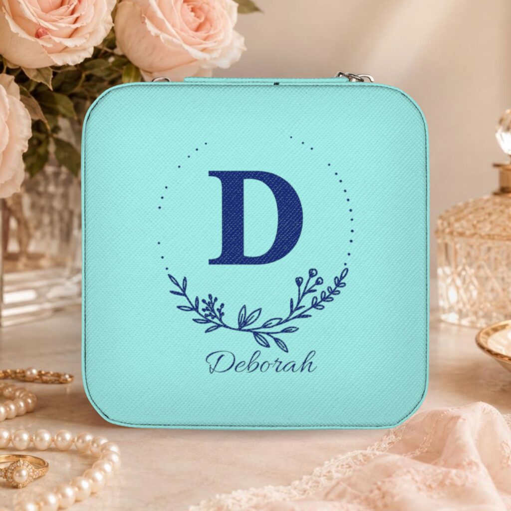 Personalized Travel Jewelry Case — Monogram D Pink Compact Organizer