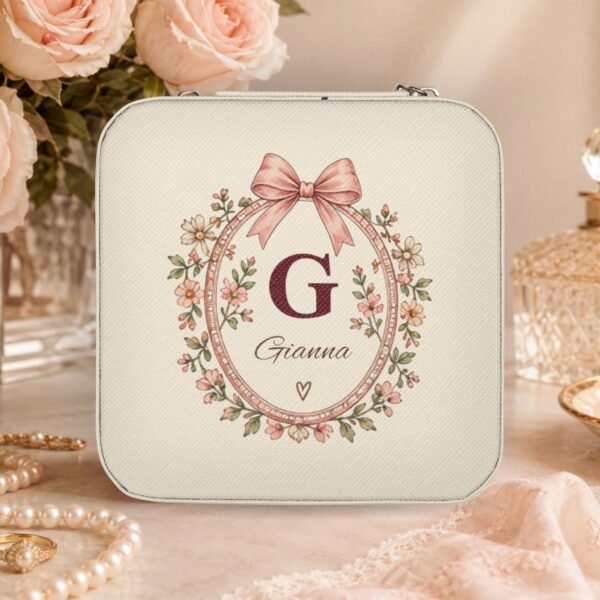 Personalized Travel Jewelry Case — Monogram Initial & Name Gift