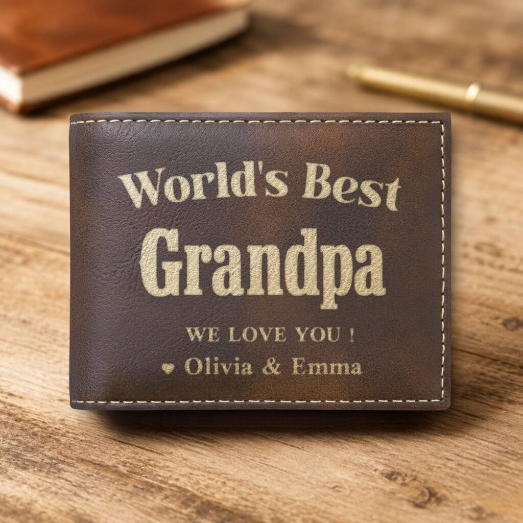 Personalized Bi-Fold Wallet – World's Best Grandpa Gift