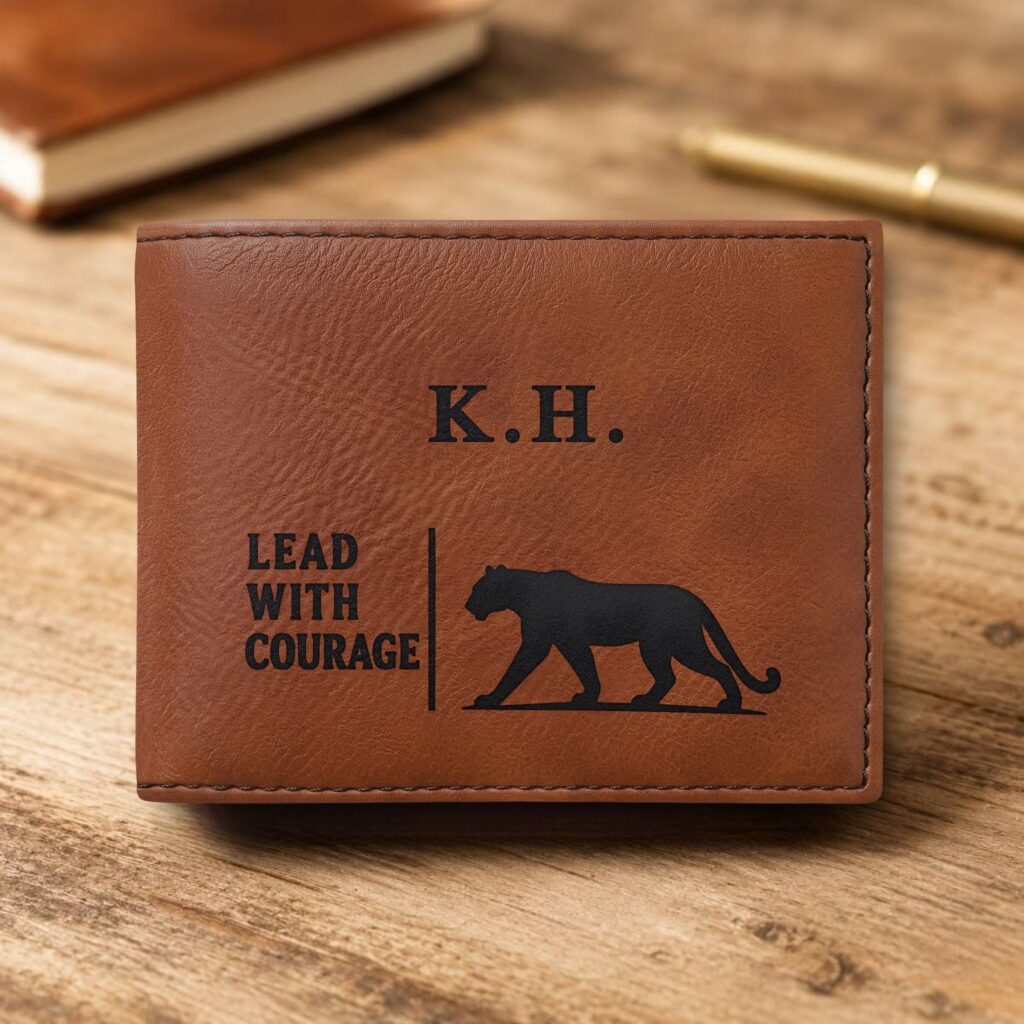 Personalized Bi-Fold Wallet – Lead With Courage Gift for Him