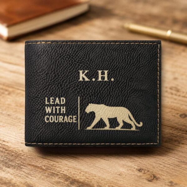 Personalized Bi-Fold Wallet – Lead With Courage Gift for Him
