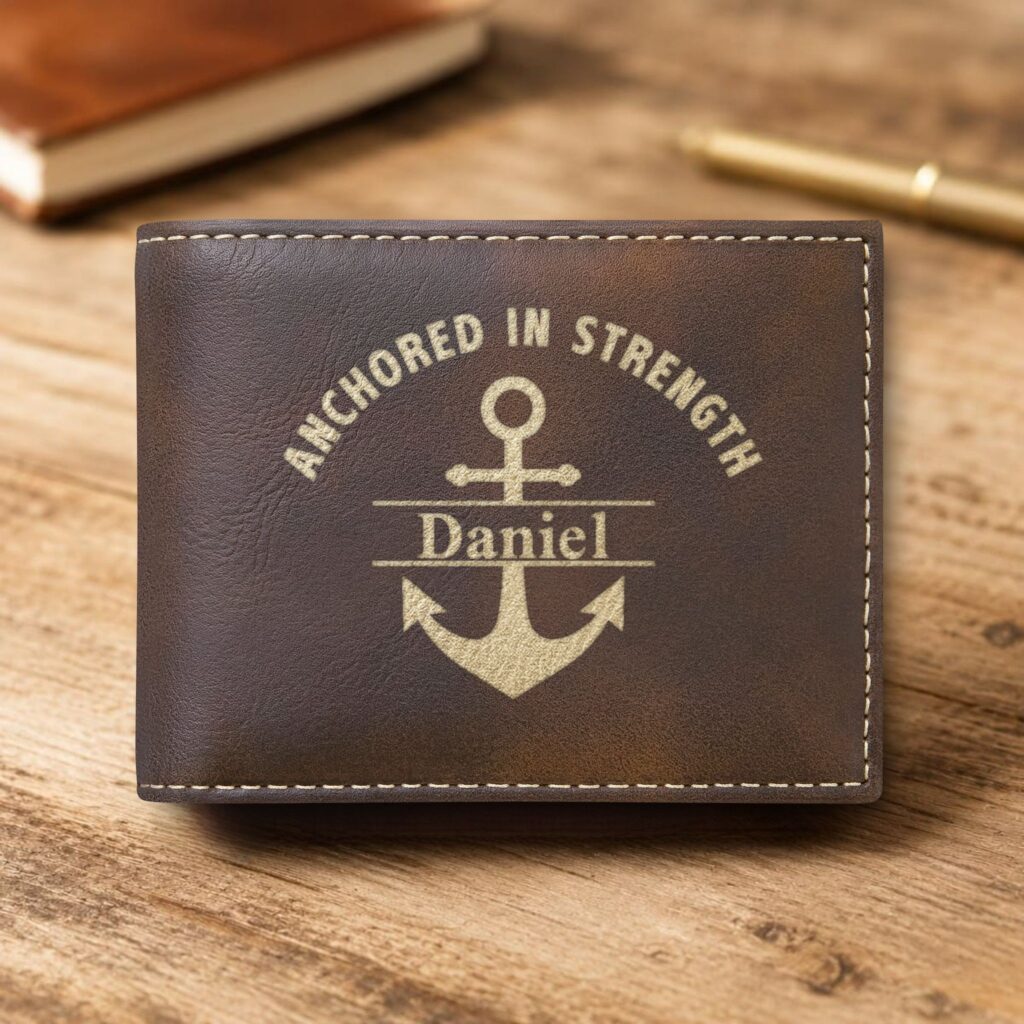 Personalized Bi-Fold Wallet – Anchored in Strength Gift