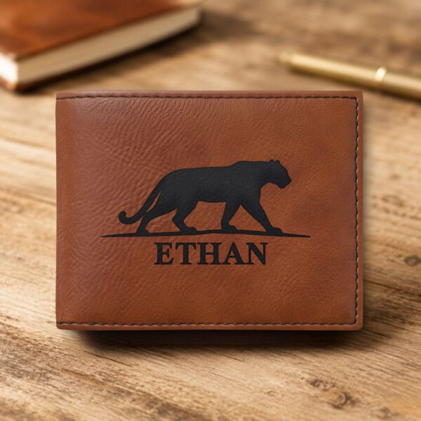 Personalized Bi-Fold Wallet – Panther Prowl Gift for Him