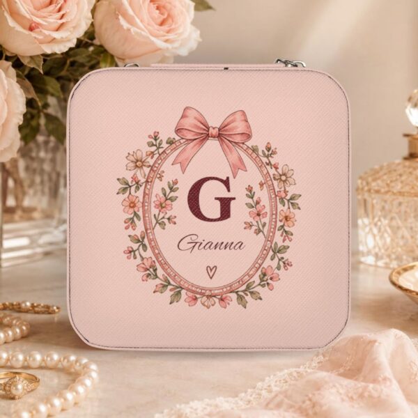 Personalized Travel Jewelry Case — Monogram Initial & Name Gift