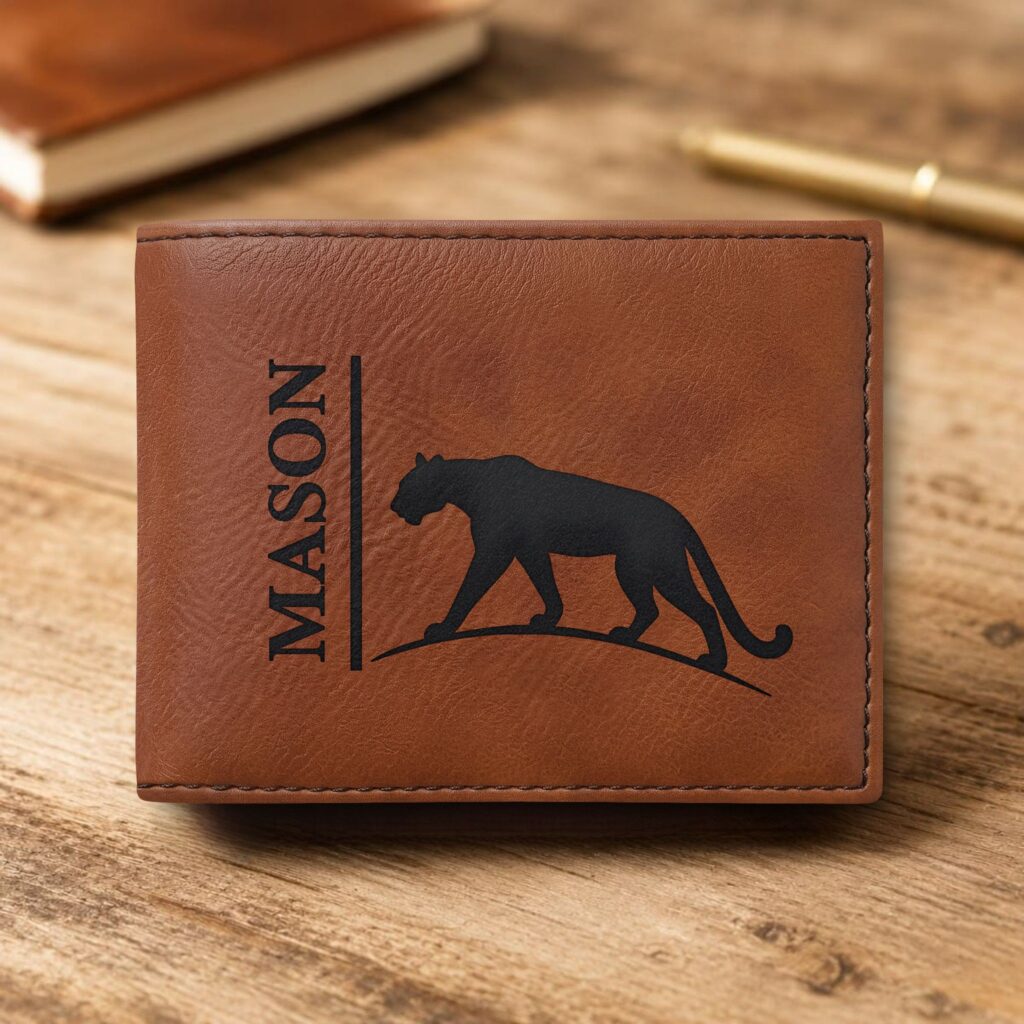 Personalized Bi-Fold Wallet – Panther Stride Gift for Him