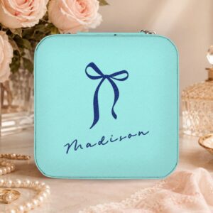 Personalized Travel Jewelry Case — Ribbon & Name Gift