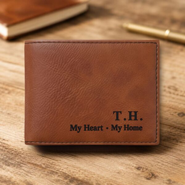 Personalized Bi-Fold Wallet – Heart & Home Gift for Him