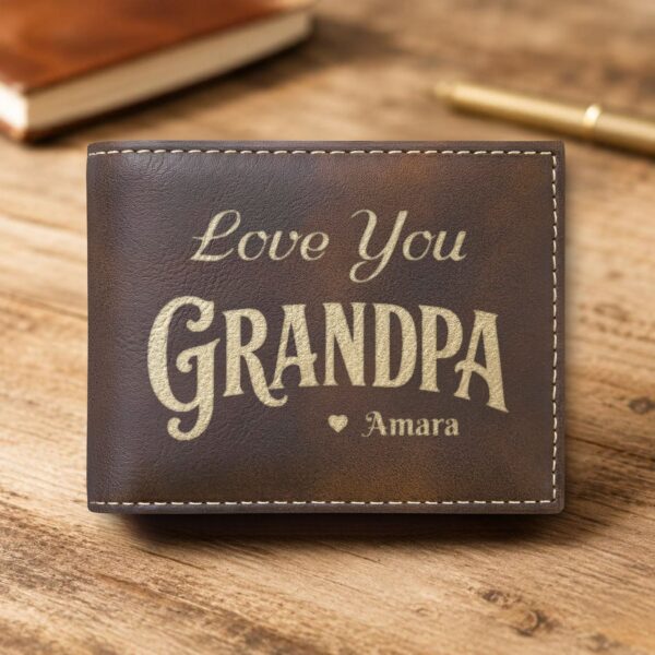 Personalized Bi-Fold Wallet – Love You Gift for Grandpa