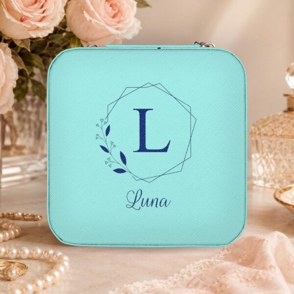 Personalized Travel Jewelry Case — Monogrammed Compact Organizer (Evelyn)