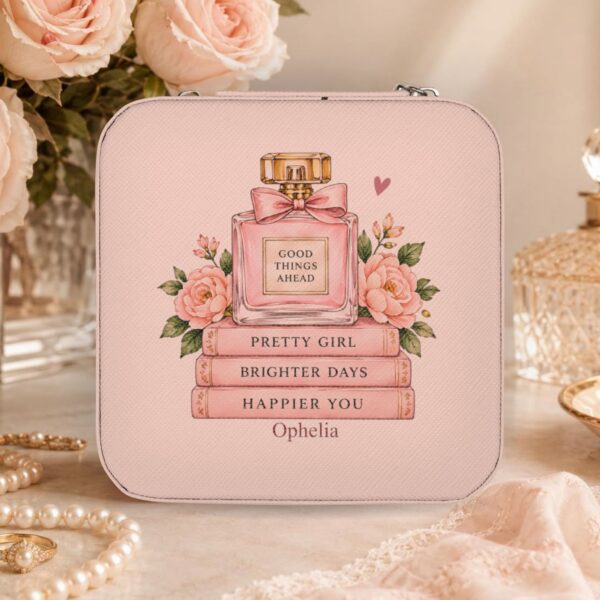 Personalized Travel Jewelry Case — 'Good Things Ahead' Gift with Custom Name
