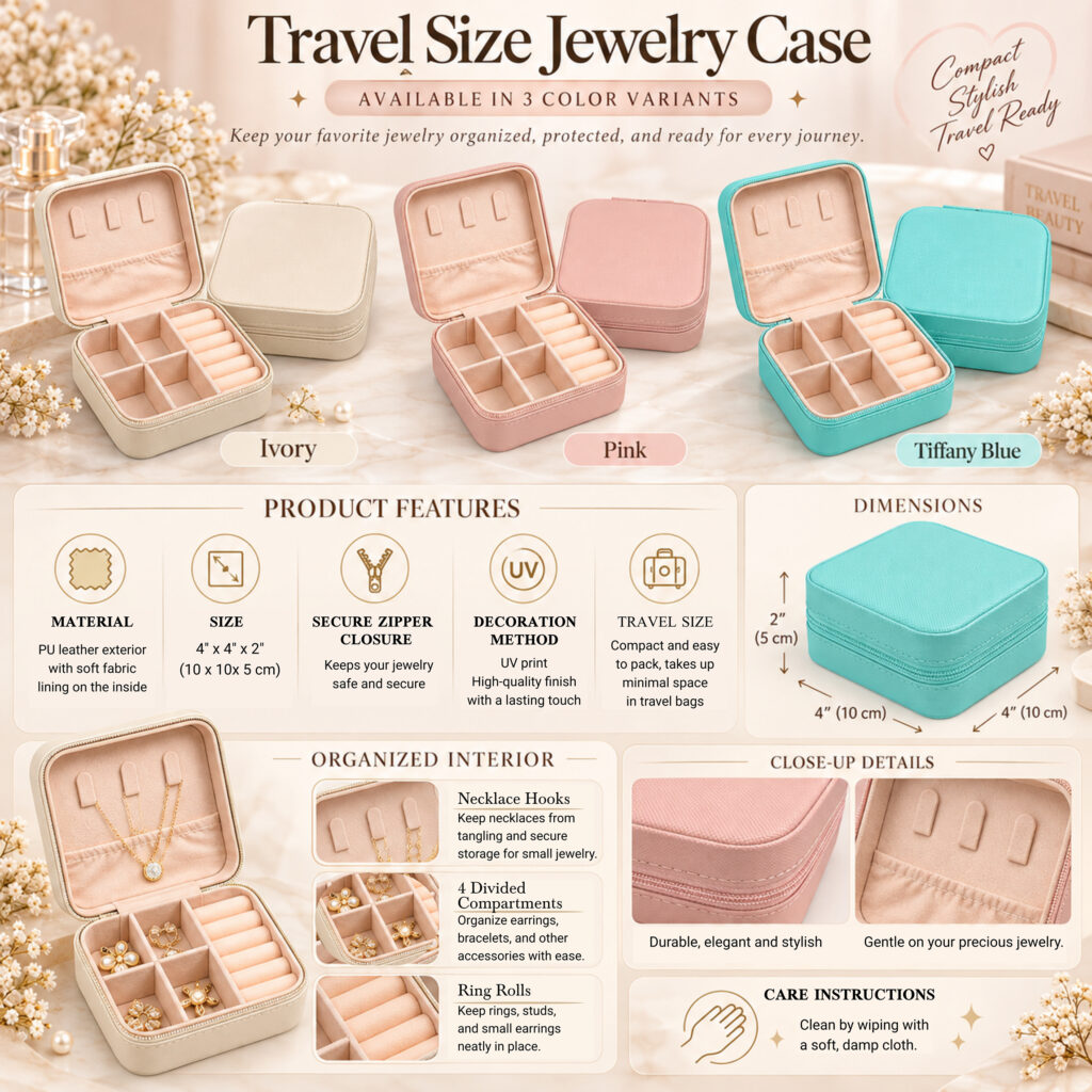 Personalized Travel Jewelry Case — Monogram Initial & Name Gift additional information