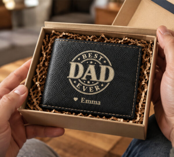 Personalized Bi-Fold Wallet – Best Dad Ever Gift