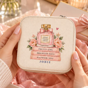 Personalized Travel Jewelry Case — 'Good Things Ahead' Gift with Custom Name