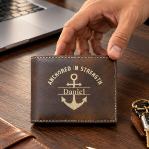 Personalized Bi-Fold Wallet – Anchored in Strength Gift