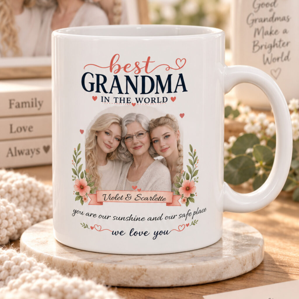 Best Grandma in the World Mug – Personalized with Names & Photo