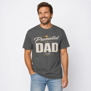 Personalized Promoted to Dad Heavyweight T-Shirt | Custom Year Comfort Colors Tee