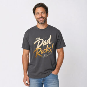 Personalized My Dad Rocks Heavyweight T-Shirt | Custom Name Comfort Colors Tee