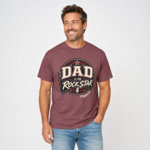 Personalized Dad Is My Rockstar Heavyweight T-Shirt | Custom Name Comfort Colors Tee