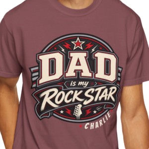 Personalized Dad Is My Rockstar Heavyweight T-Shirt | Custom Name Comfort Colors Tee