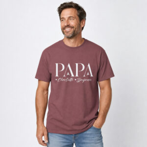 Personalized Papa Heavyweight T-Shirt | Custom Names Comfort Colors Tee