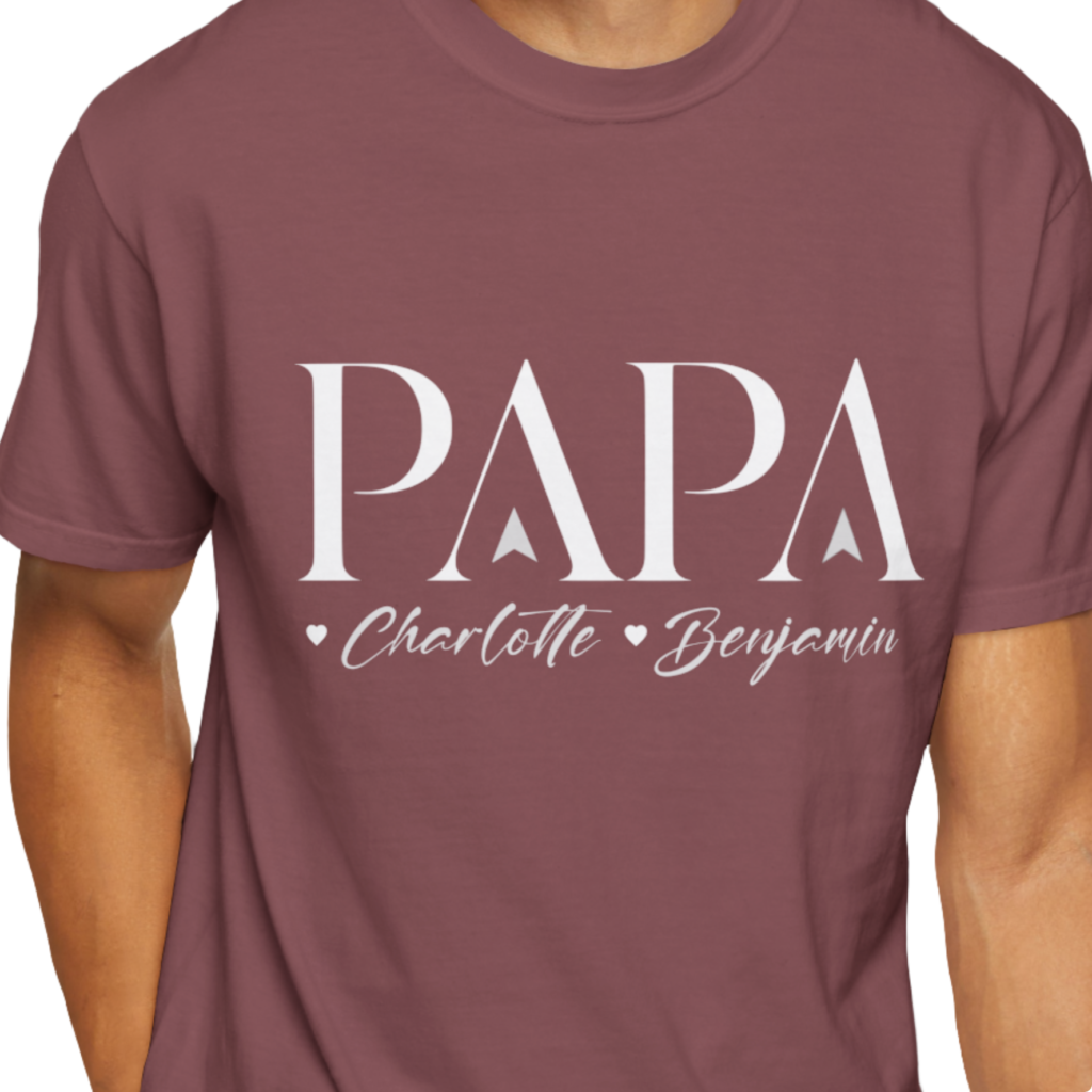 Personalized Papa Heavyweight T-Shirt | Custom Names Comfort Colors Tee