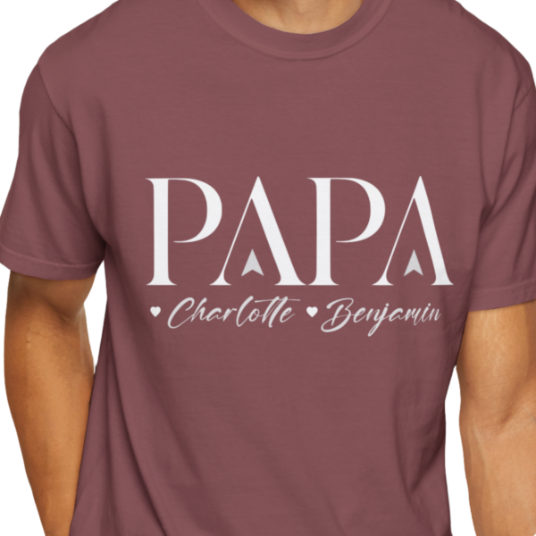 Personalized Papa Heavyweight T-Shirt | Custom Names Comfort Colors Tee