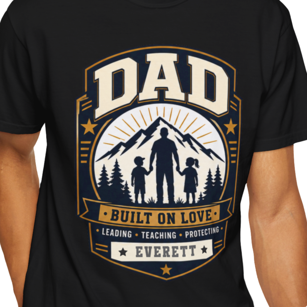 Personalized Dad Built on Love Heavyweight T-Shirt | Custom Name Comfort Colors Tee