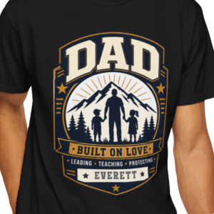 Personalized Dad Built on Love Heavyweight T-Shirt | Custom Name Comfort Colors Tee