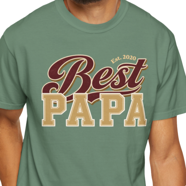 Personalized Best Papa Heavyweight T-Shirt | Custom Est. Year Collegiate Comfort Colors Tee