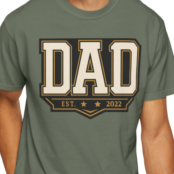 Personalized Dad Badge Heavyweight T-Shirt | Custom Est. Year Comfort Colors Tee