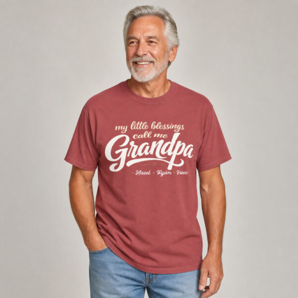 Personalized Call Me Grandpa Heavyweight T-Shirt | Custom Grandkids' Names Script Comfort Colors Tee