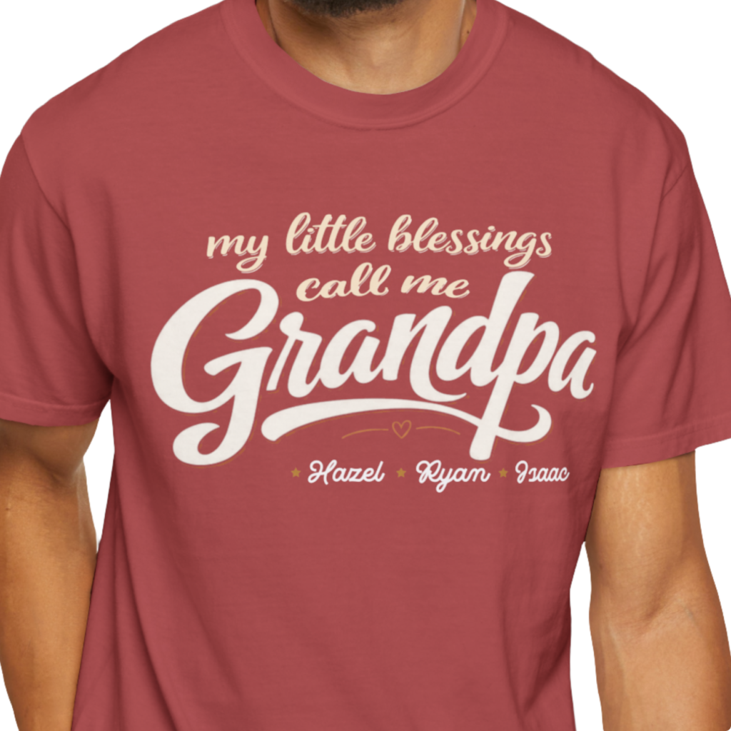 Personalized Call Me Grandpa Heavyweight T-Shirt | Custom Grandkids' Names Script Comfort Colors Tee